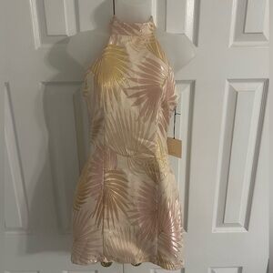 Superdown Rene Mock Neck Leaf Print Dress